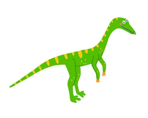 Cute carnivorous dinosaur Compsognathus, vector flat illustration Stock Illustration