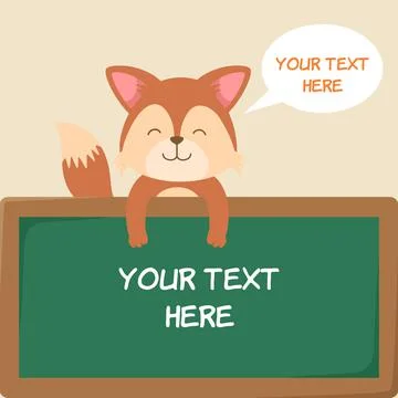 Cute caroon fox with board Stock Illustration