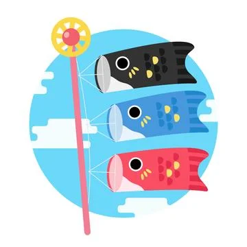 Cute carp flag banner Illustrazione stock