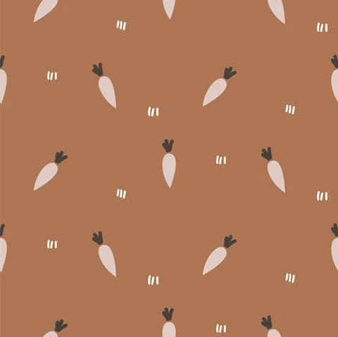 Cute Carrot Bunny Pattern, sandy background for kids clothes design print Stock Illustration