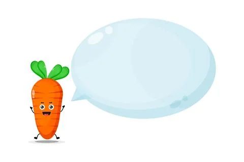 Cute carrot character with bubble speech Stock Illustration