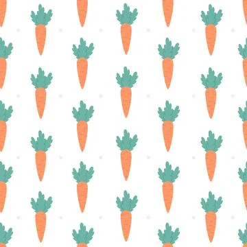 Cute carrot seamless pattern. Design for fabric, textile, wrapping paper. 스톡 일러스트