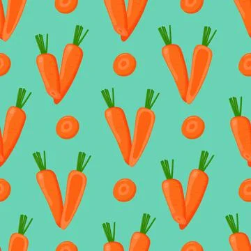 Cute carrot seamless pattern. Flat vector illustration Stock Illustration