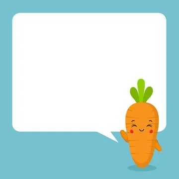 Cute Carrot with Speech Bubbles Stock Illustration