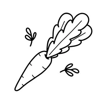 Cute carrots doodle Easter illustration for children. Illustrazione stock