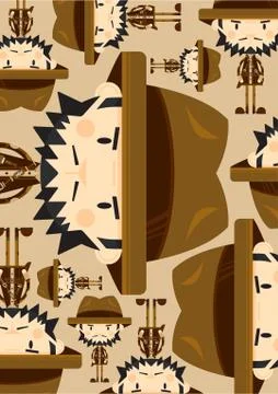 Cute Cartoon Adventurer Pattern 스톡 일러스트