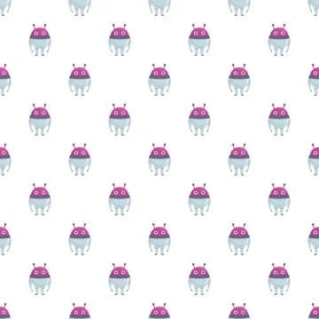 Cute cartoon alien robot character seamless pattern イラスト素材