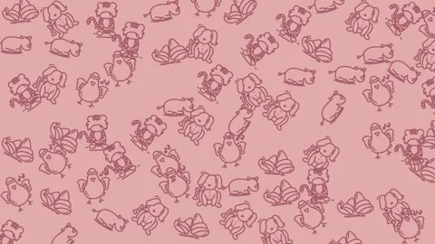 Cute Cartoon Animal Pattern Design for Kids and Babies. Stock Footage 321854371