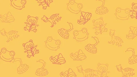 Cute Cartoon Animal Pattern Looping with Pandas Frogs Tigers Snakes Snails .. Stock Footage 320176009