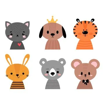Cute cartoon animals for postcard, nursery, poster, t-shirt, invitation. Ha.. Stock Illustration