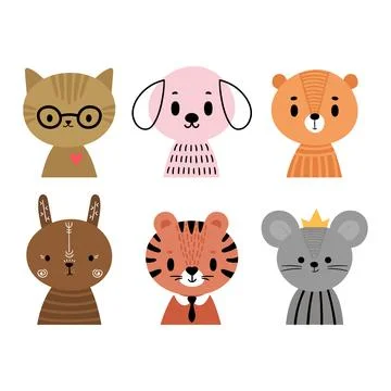 Cute cartoon animals for postcard, t-shirt, nursery, poster, invitation. Ha.. Stock Illustration