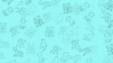 Cute Cartoon Animals Seamless Pattern Featuring Pandas Cats Tigers Birds and Dol Video stock 320180275