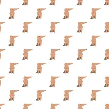 Cute cartoon anteater pattern on white background Stock Illustration