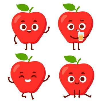 Cute cartoon apple character Stock Illustration