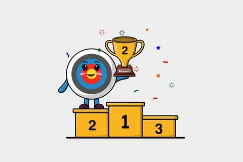 Cute cartoon Archery target as the second winner Stock Illustration