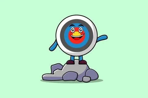 Cute cartoon Archery target standing in stone Stock Illustration