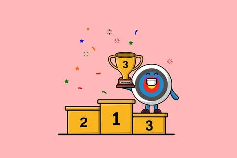 Cute cartoon Archery target as the third winner Stock Illustration