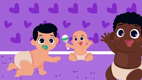 Cute cartoon babies interacting and playing together in a bright nursery se.. 库存影片 339112112