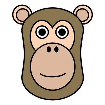 Cute cartoon Baboon Face.vector illustration Stock Illustration