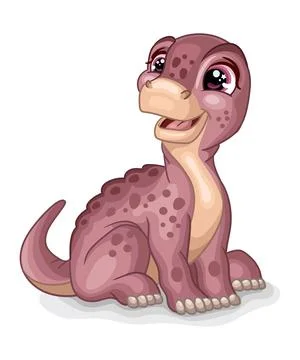 Cute cartoon baby brontosaurus vector isolated illustration Ilustração Stock