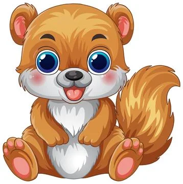Cute Cartoon Baby Squirrel Vector Illustration on White Background Illustrazione stock