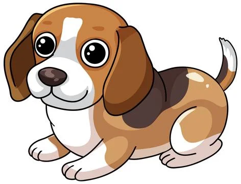 Cute Cartoon Beagle Puppy Vector Illustration Isolated on White Background Stock Illustration