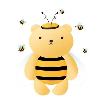 Cute cartoon bear and bees Ilustração Stock