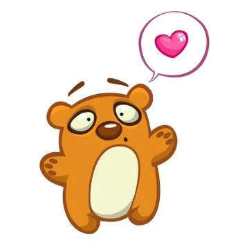 Cute cartoon bear character. Vector illustration of a bear waving hand. Isola Stock Illustration