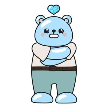 Cute cartoon bear is cold. the blue bear is shiver Stock Illustration