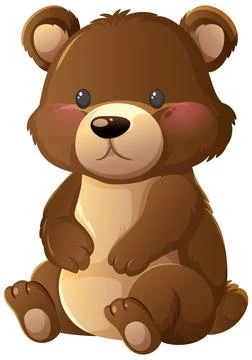 Cute Cartoon Bear Cub Sitting with Blush Cheeks Illustrazione stock