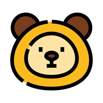 Cute cartoon bear head icon representing wild animal Stock Illustration