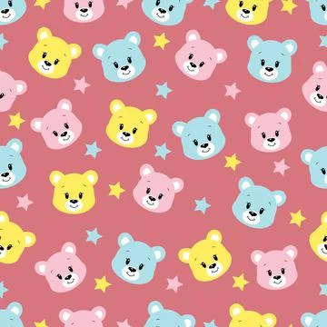 Cute cartoon bear. Vector illustration. Seamless pattern. Stock Illustration