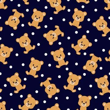 Cute cartoon bear. Vector illustration. Seamless pattern.	 Stock Illustration