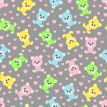 Cute cartoon bear. Vector illustration. Seamless pattern. Stock Illustration