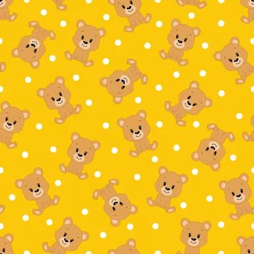Cute cartoon bear. Vector illustration. Seamless pattern.	 Stock Illustration