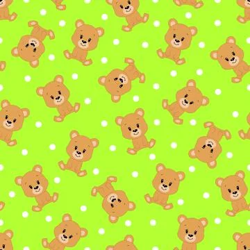Cute cartoon bear. Vector illustration. Seamless pattern. 스톡 일러스트