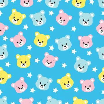  Cute cartoon bear. Vector illustration. Seamless pattern. 스톡 일러스트