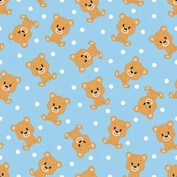 Cute cartoon bear. Vector illustration. Seamless pattern.	 Stock Illustration