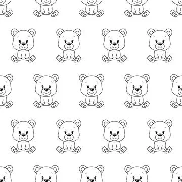 Cute cartoon bear. Vector illustration. Seamless pattern.	 스톡 일러스트