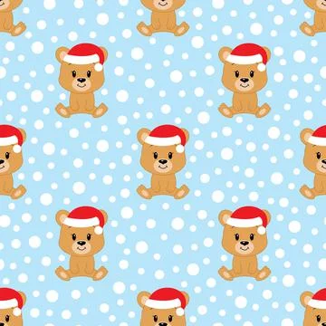 Cute cartoon bear. Vector illustration. Seamless pattern.	Christmas. Stock Illustration