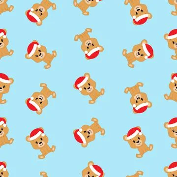 Cute cartoon bear. Vector illustration. Seamless pattern. Christmas.	 Stock Illustration