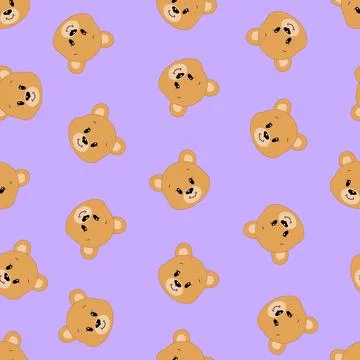Cute cartoon bear. Vector illustration. Seamless pattern. Stock Illustration