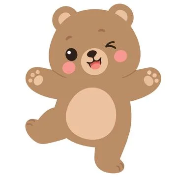 Cute Cartoon Bear Winking and Dancing Stock Illustration