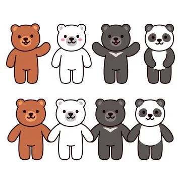 Cute cartoon bears set Ilustração Stock