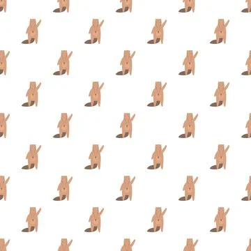 Cute cartoon beaver repeating pattern on white background Stock Illustration