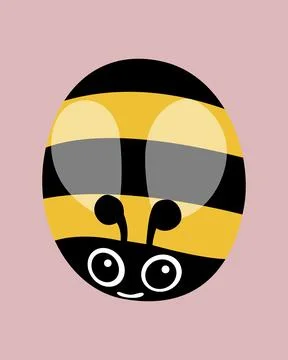 Cute cartoon bee with big round eyes. Stock Illustration