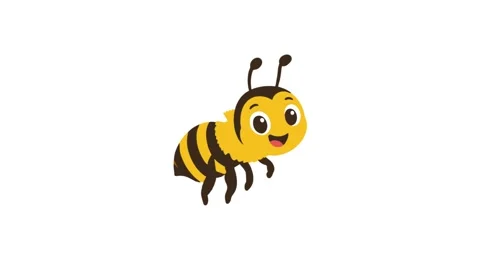 Cute cartoon bee character flying, happy insect, friendly animal illustration Stock Footage 335883798