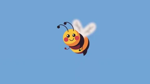 Cute cartoon bee flying in smooth motion on simple blue background for anim.. Stock Footage 339267416