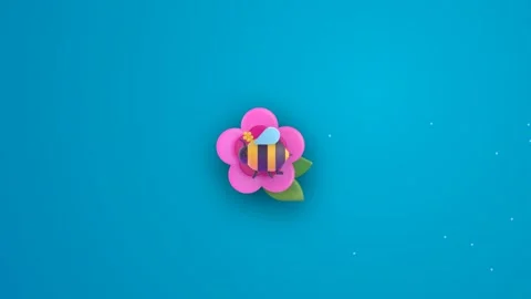 Cute cartoon bee hovering and landing Stock-Footage 345174048