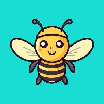 Cute cartoon bee minmal flat Stock Illustration